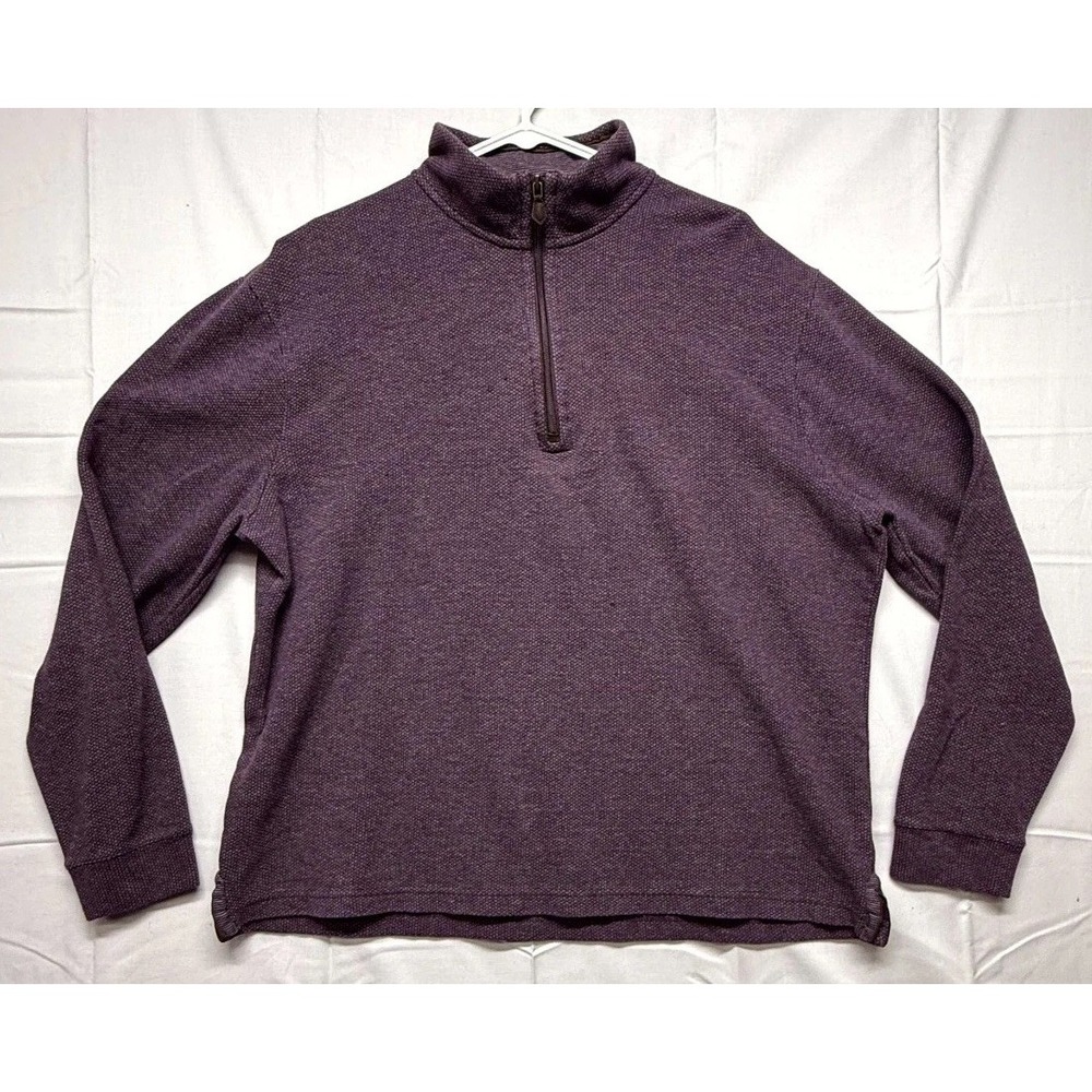 JoS. A. Bank Reserve Sweater Men XL Purple Traditional Fit Quarter Zip Mock Neck